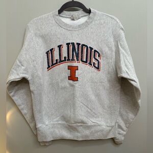 Champion Light Gray Illinois Crewneck Sweater